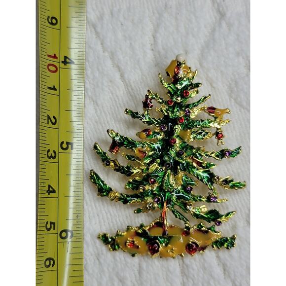 Spode Christmas Tree Rhinestones Brooch Pin - Picture 2 of 3